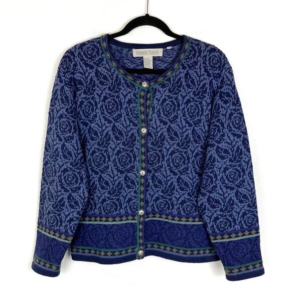 Vintage Nomadic Traders Cardigan Sweater Floral Roses Cottagecore Boho Y2K Large - Picture 2 of 9